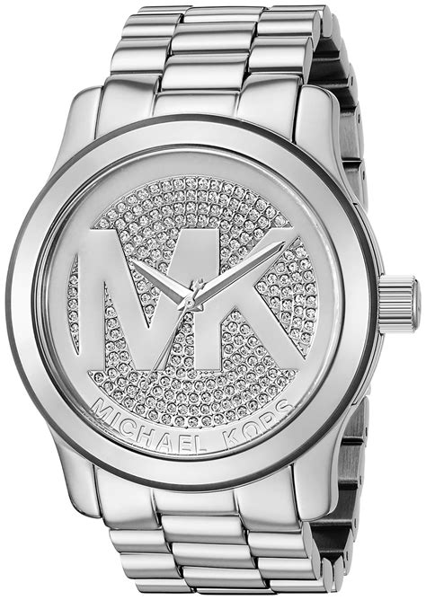 michael kors silver runway watch|Michael Kors oversized watch.